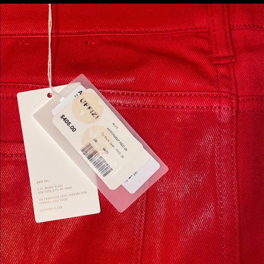 1017 Alyx 9SM mid ride red waxed denim